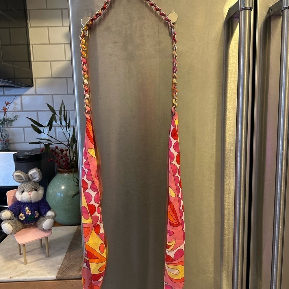 Bold vibrant hippie-chic,festival belt tie closure 29in total 20 w hardware